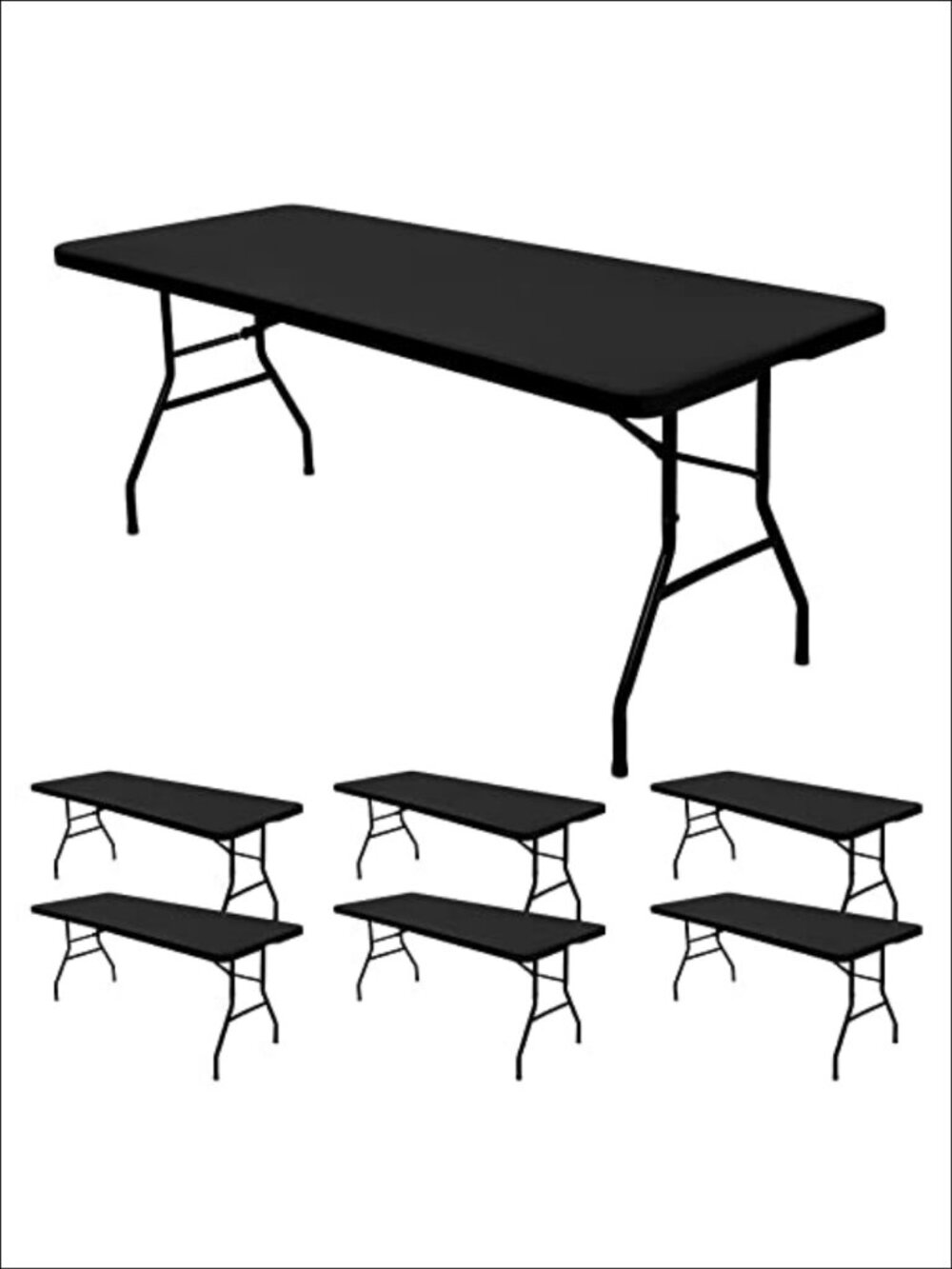6 Pack Stretch Table Top Cap Cover 30x72 Fitted Tablecloth for Folding Tables